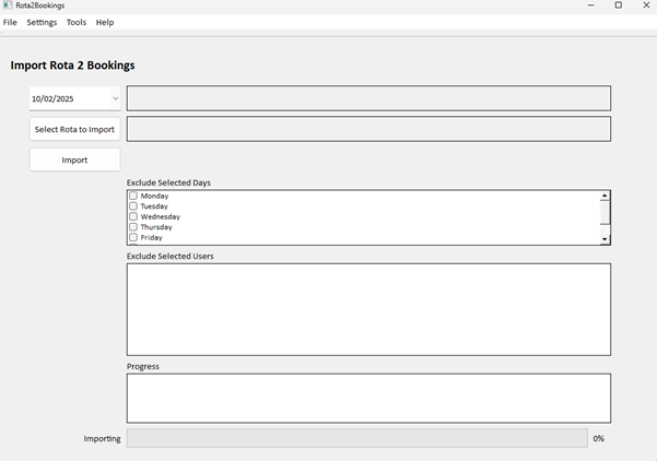 The new ICT Service Desk rota import form