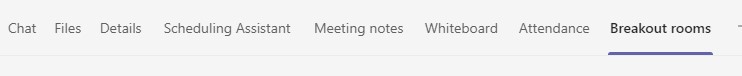 Screenshot of breakout rooms tab in meeting controls