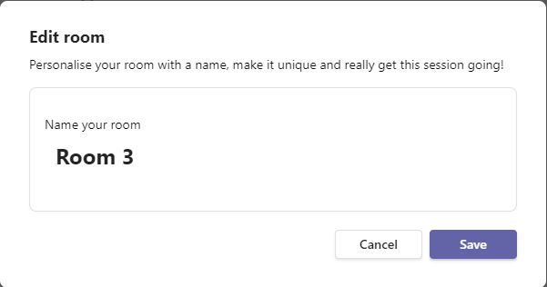 Screenshot of dialogue shoing room name change
