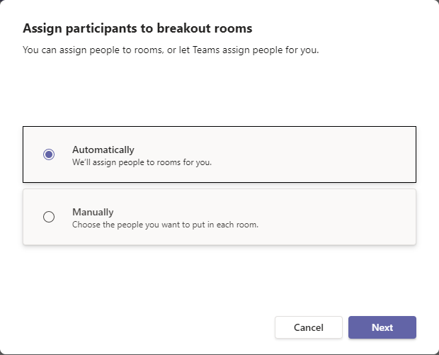 automatic or manual participant assignment