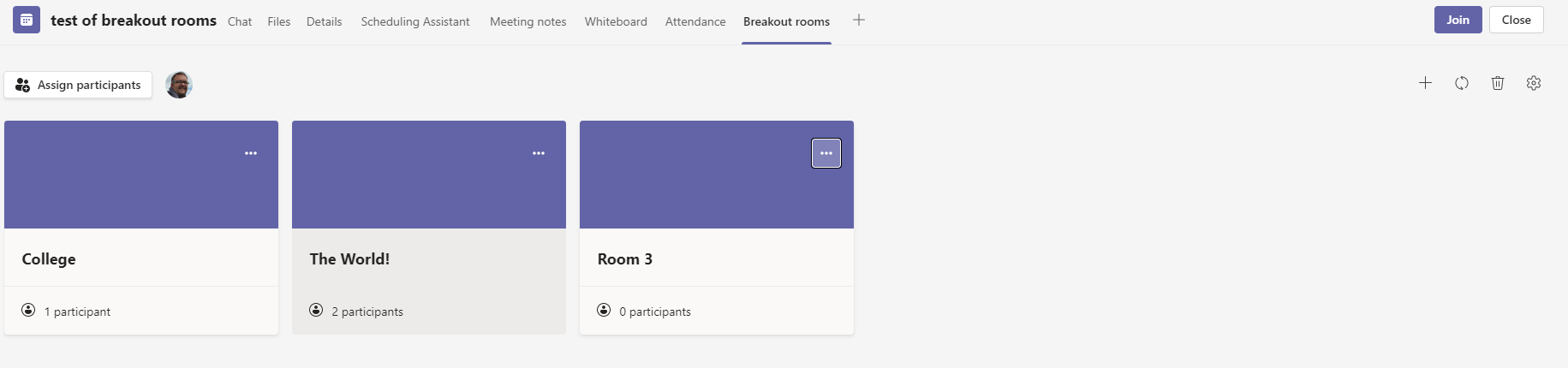 Editing General Breakout Rooms settings