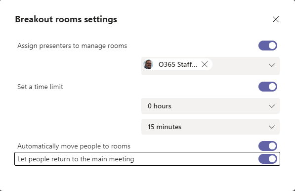 Setting co-orgainisers and other general breakout room settings