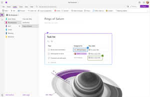 Screenshot showing a Loop component within OneNote for the Web