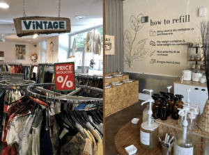 Photo of vintage clothing store and refill shop. 