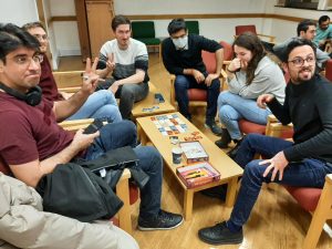 Student playing boardgames