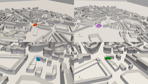 A gif models how air pollution flows around buildings.