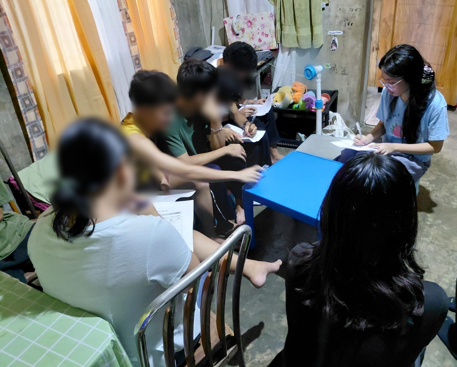 A group discussion takes place where the young people are listened to about their thoughts and feelings