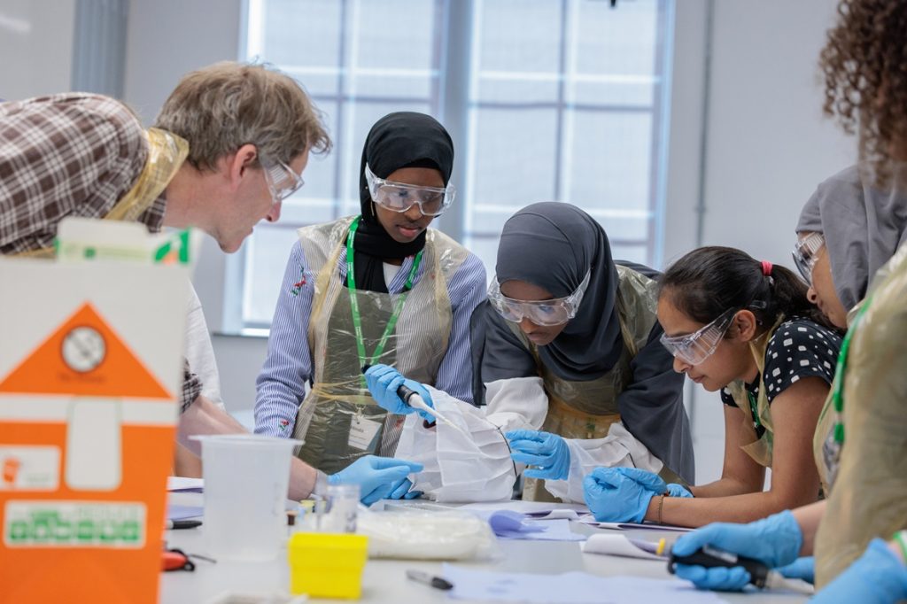 Professor Kevin Muprhy leads a clinical skills session with students on the Pathways to Medicine programme