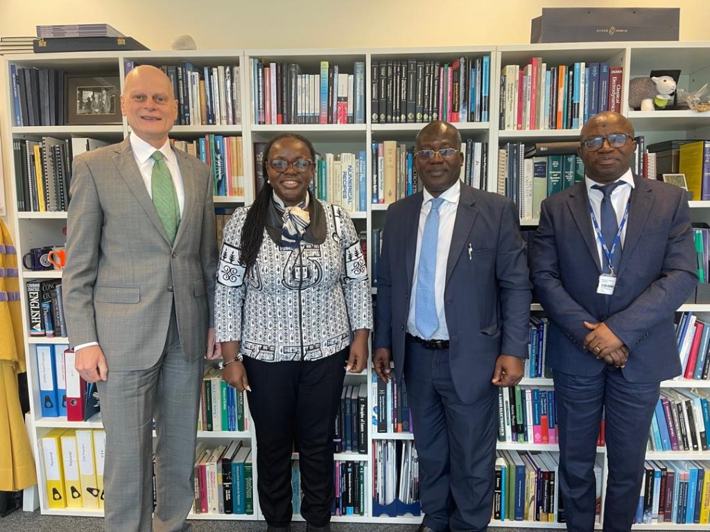 Professor Agyei-Mensah with Professor Ian Walmsley (Provost, Imperial), Professor Nana Aba Appiah Amfo (Vice-Chancellor, University of Ghana) and Professor Eric Danquah, Director of the West Africa Centre for Crop Improvement (WACCI), University of Ghana.