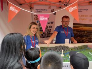 Semra presenting to the public at a staff for the Great Exhibition Road Festival