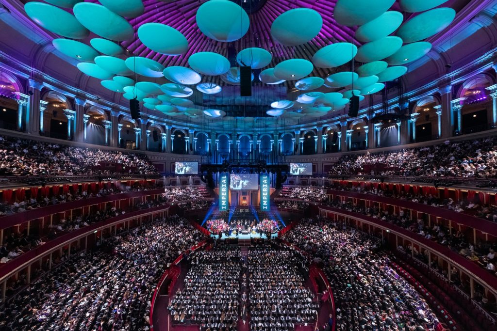 Royal Albert Hall decorated for Imperial College London graduation