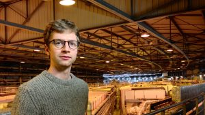 A photo of Dr Andrew Cairns at the European Synchrotron Radiation Facility (ESRF)