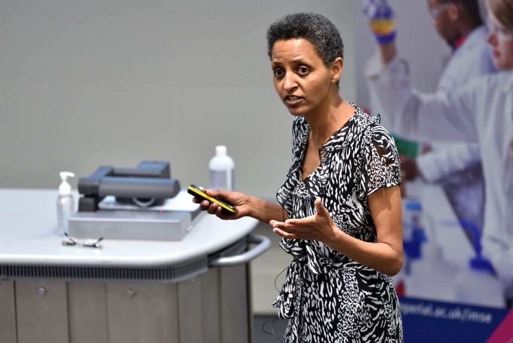 Sossina Haile delivering the 2022 IMSE annual lecture on fuel cells