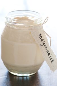 A jar of mayonnaise. 