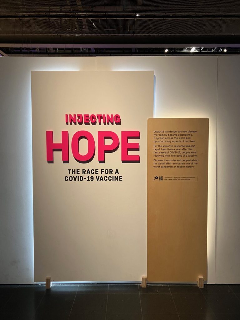 Injecting Hope, a Science Museum exhibition on the development of vaccines during the covid-19 pandemic.