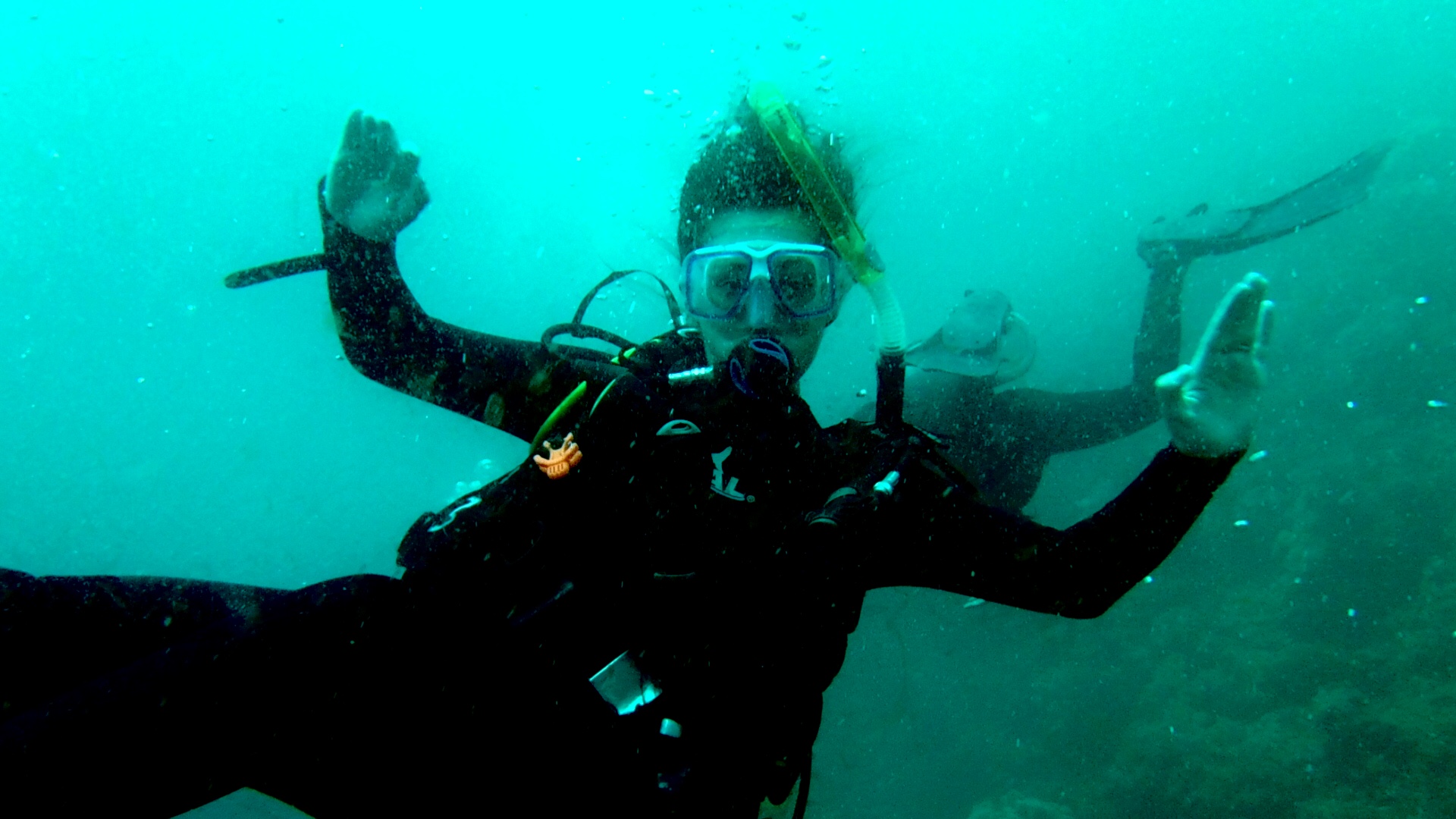 A photo of Kitty underwater scuba diving