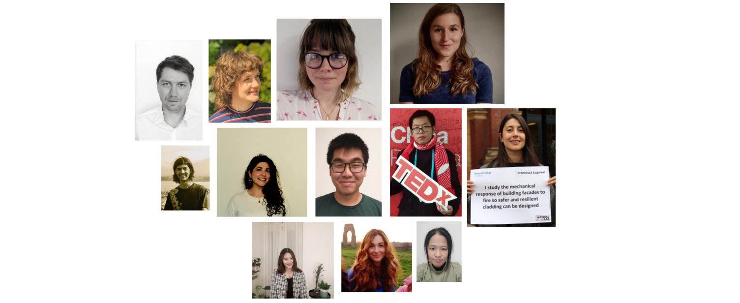 Photos of all twelve PhD student presenters 