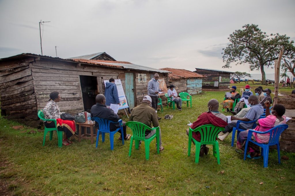 Engaging with local community on Jaana Island, Lake Victoria in Uganda during mosquito collection activities