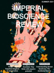 An image of the cover of the Summer 2021 issue - shows the illustration of a hand and some of the bones of the hand underneath, interspersed with flowers and plasters