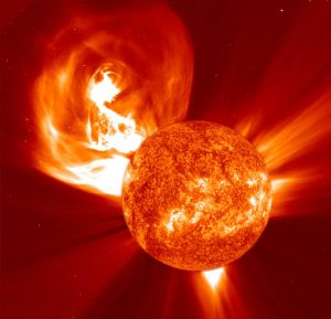 A coronal mass ejection. Credit: SOHO/LASCO consortium (ESA and NASA)