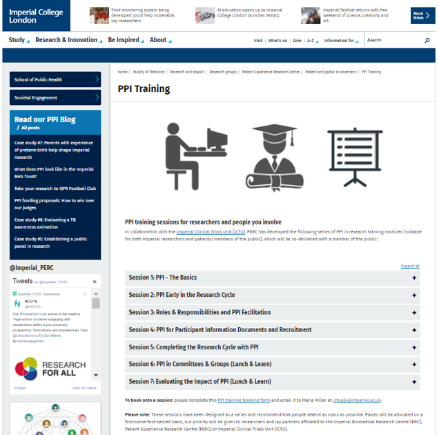 PPI Training sub-page screenshot