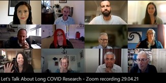 Members of the REACT-LC research team and the public advisory group host an online panel on the Lets Talk About Long Covid Zoom event.