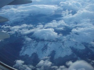 View from the airplane on the journey from Santiago to Punta Arenas, Chile.