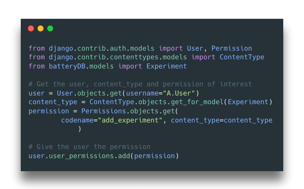 Simple permission assignment in Django