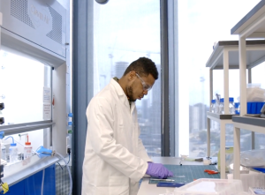 Chukwudike Ukeje working in a lab at Imperial College London White City Campus