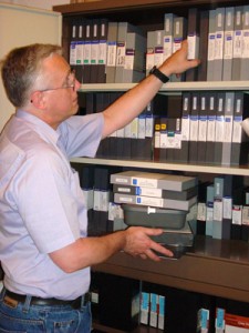 Colin with just some of the many videotapes in the collection